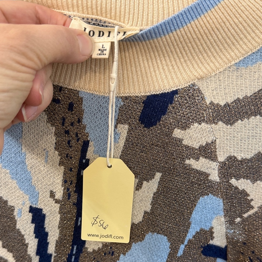 Jodifl Blue, Cream and Sparkling Sweater - NWT - Picture 5 of 5